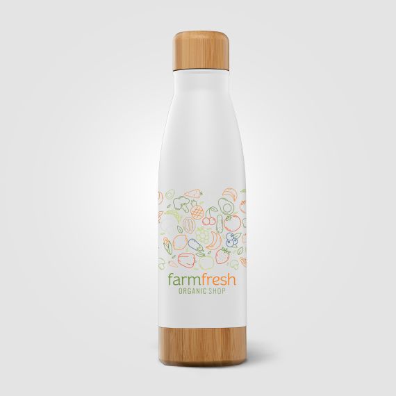 Bouteille publicitaire en acier inoxydable à double paroi Ibiza Bamboo 650 ml