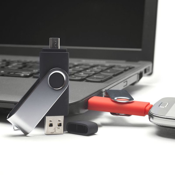 Clé USB personnalisable rotative double prise on the go