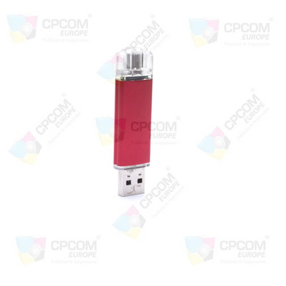 Clé USB personnalisée aluminium double prise Mick Duo