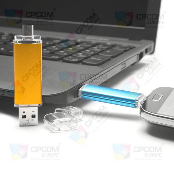 Clé USB personnalisée aluminium double prise Mick Duo