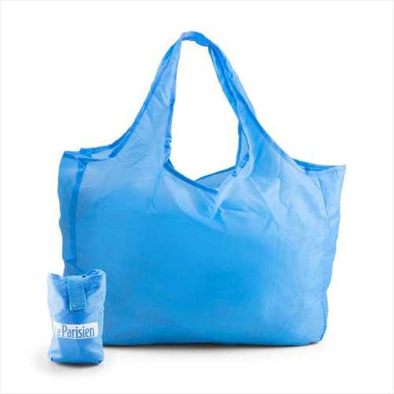 Sac shopping pliable publicitaire avec pochette polyester