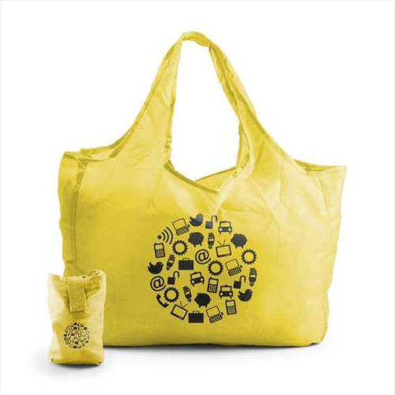 Sac shopping pliable publicitaire avec pochette polyester