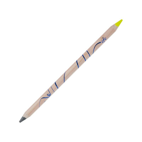 Crayon publicitaire bi-couleur en bois 176 mm graphite/fluo