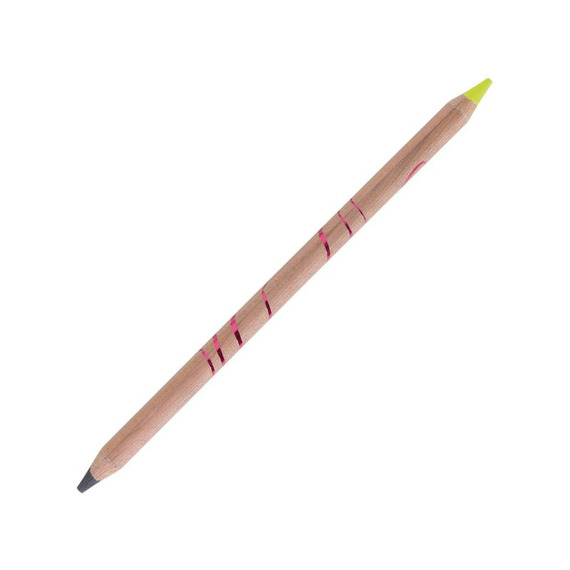 Crayon publicitaire bi-couleur en bois 176 mm graphite/fluo