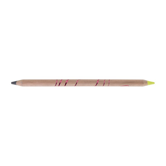 Crayon publicitaire bi-couleur en bois 176 mm graphite/fluo