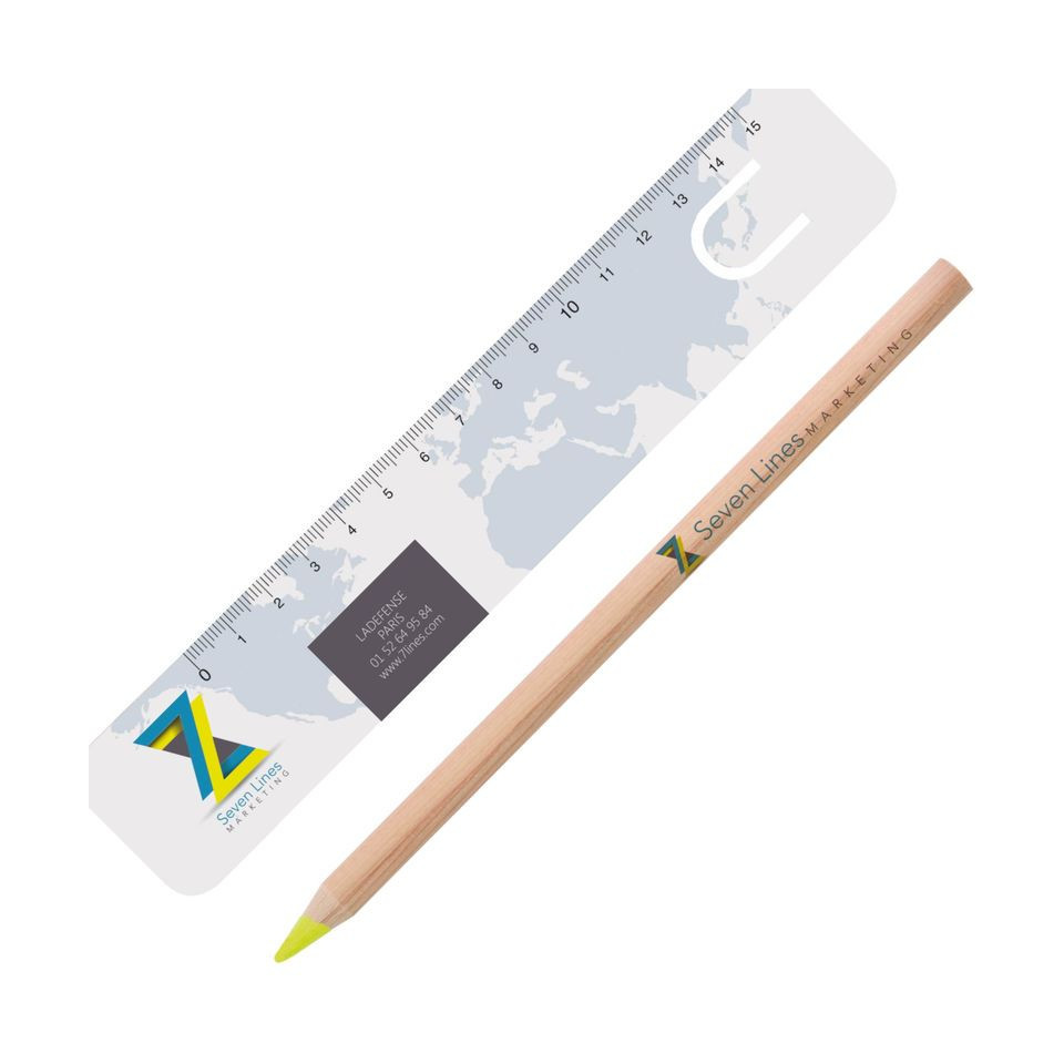 Kit de bureau personnalisable crayon bois fluo