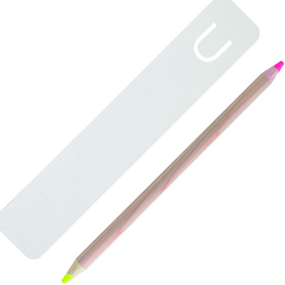 Kit de bureau personnalisable crayon bois fluo double mines