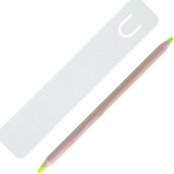 Kit de bureau personnalisable crayon bois fluo double mines