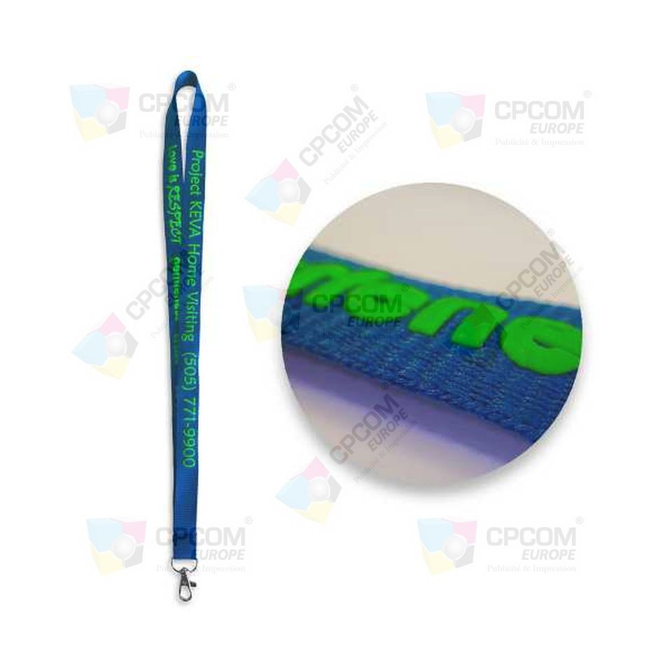 Lanyard personnalisable en marquage relief effet mousse